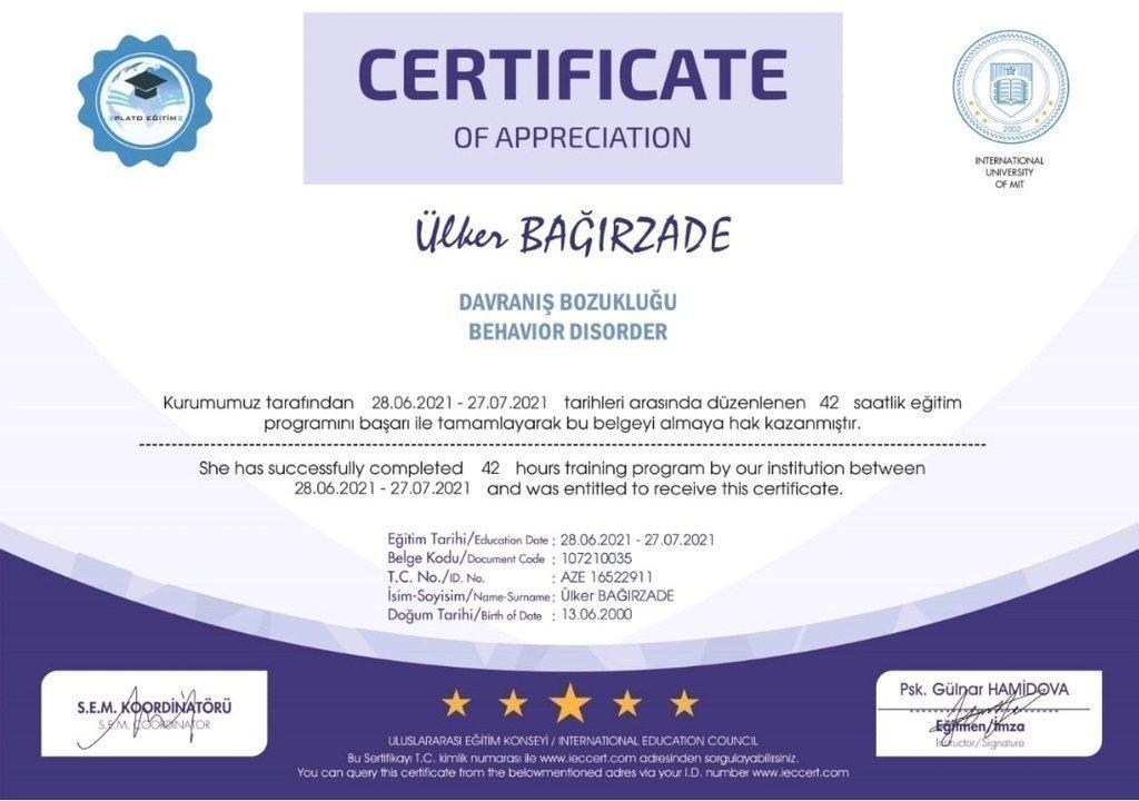 Sertifikatlar certificate
