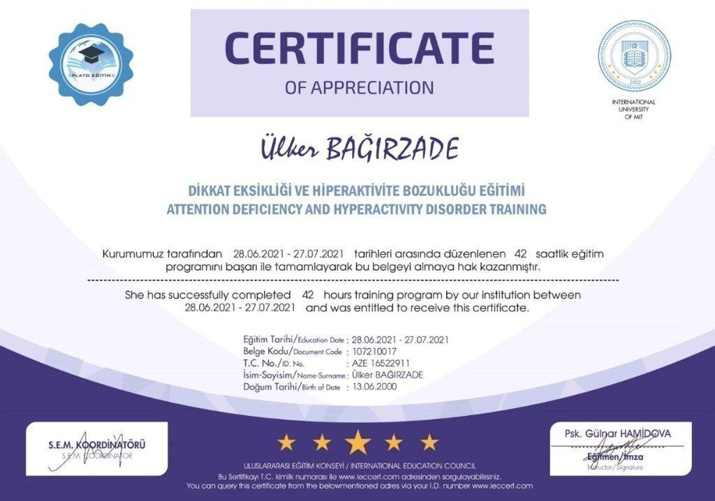 Sertifikatlar certificate